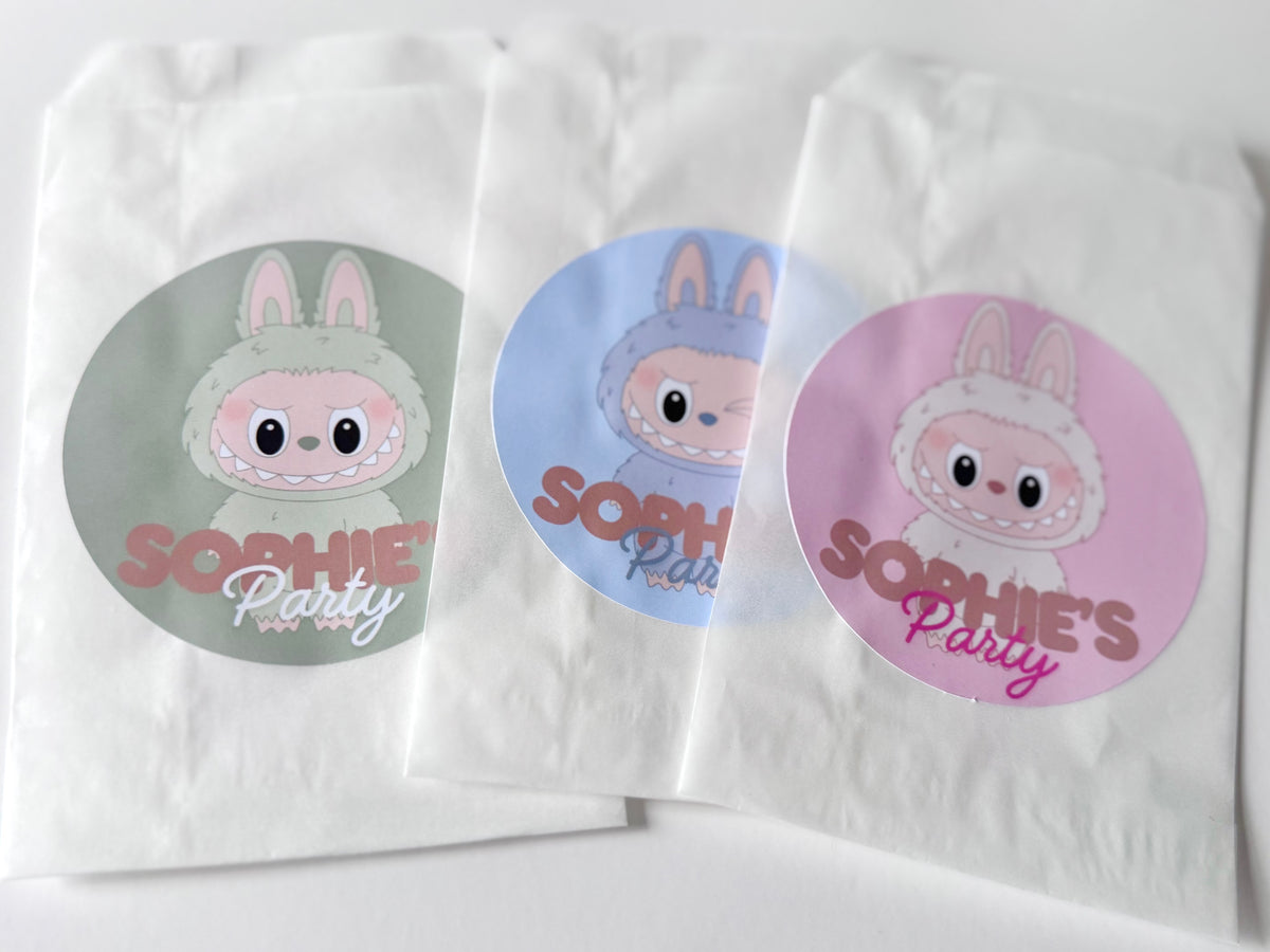 Pink cat Personalized stickers (12 stickers)