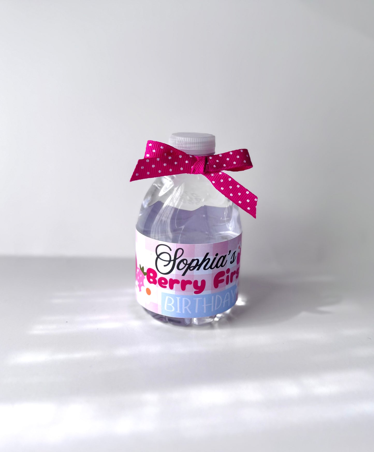 Strawberry Berry First Birthday Water 12 labels