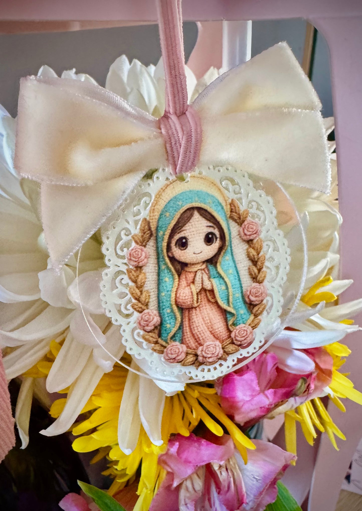 Acrylic Virgen de Guadalupe car charm