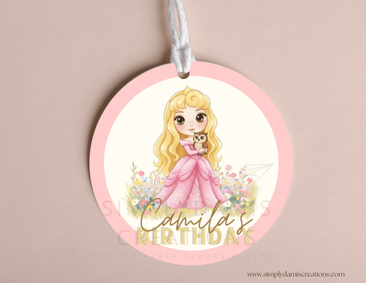 Digital file Princess Round tags or stickers Digital Download, Personalized tags, plantillas.