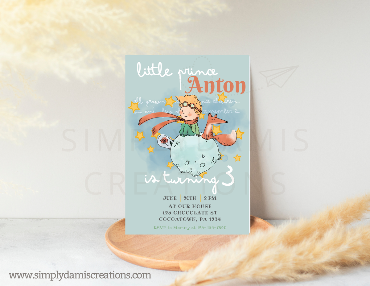 *Digital File The little prince Birthday, Birthday Digital Download, Personalized party, plantillas.