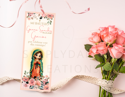 Digital file Virgen de Guadalupe Mi Bautizo Digital Download, Personalized tags, plantillas.
