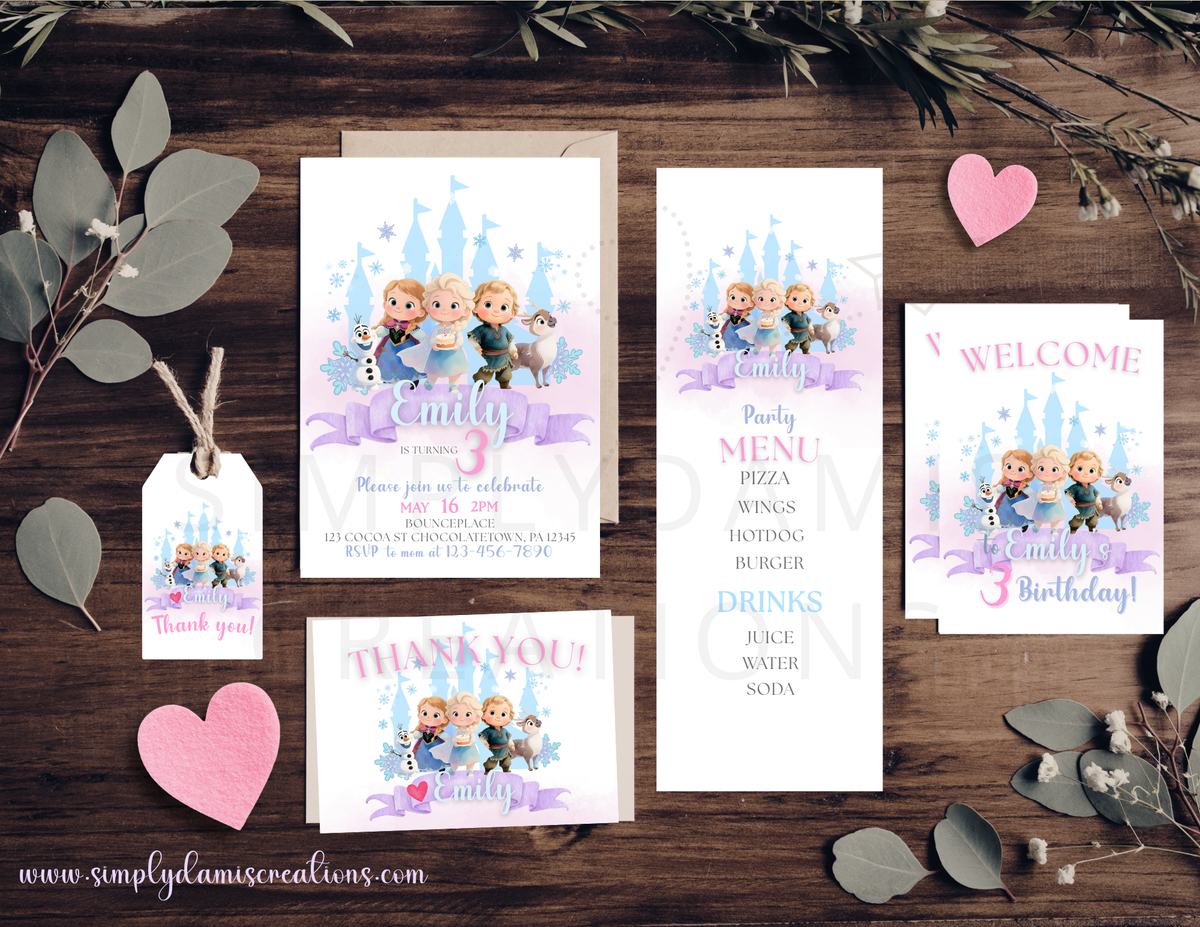 *Digital file Frozen Birthday, Birthday Digital Download, Personalized party, plantillas.